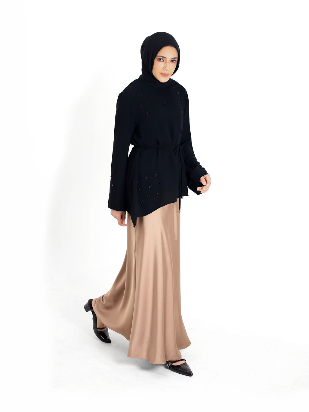Nude Satin Skirt